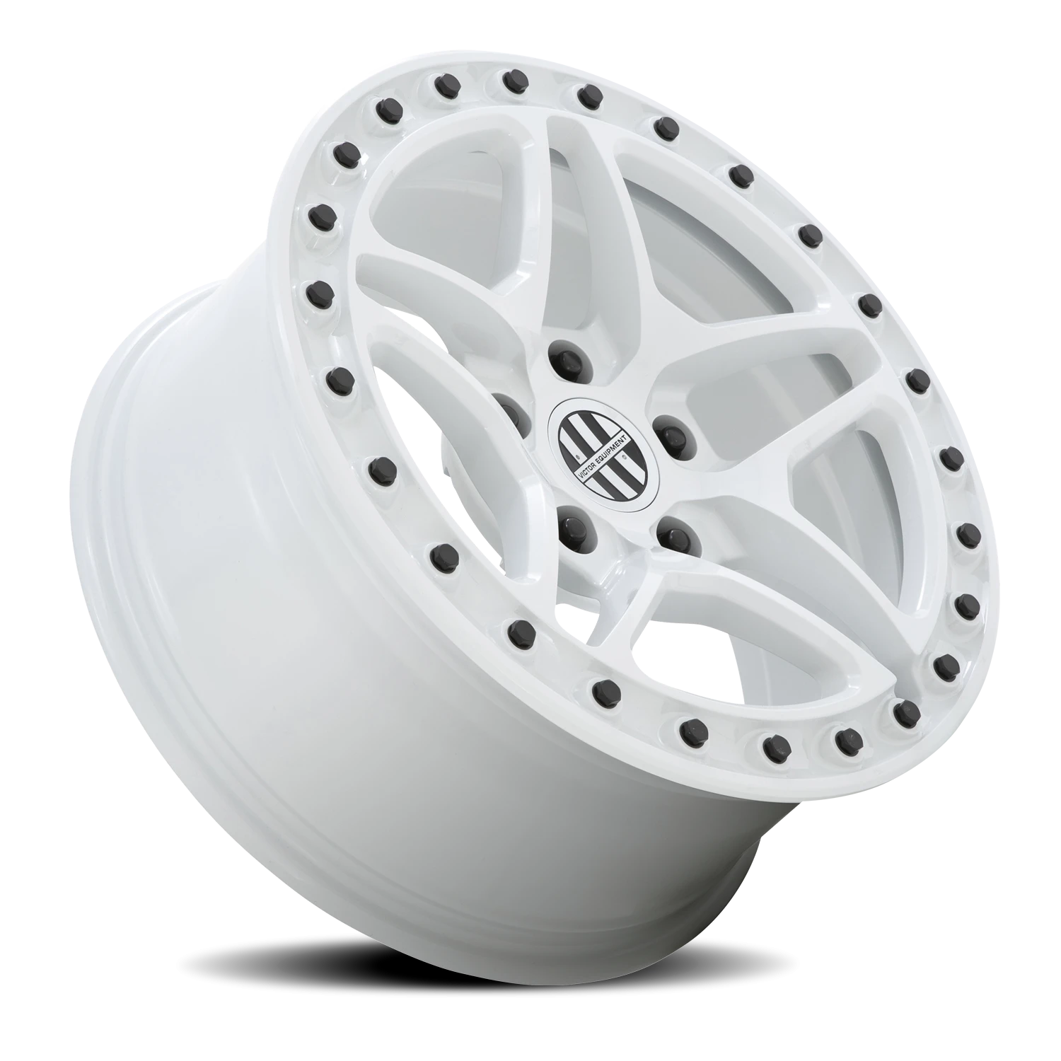 Victor Equipment Berg 18x8" 5x130mm 71.6mm CB +10mm Gloss White Black Bolts