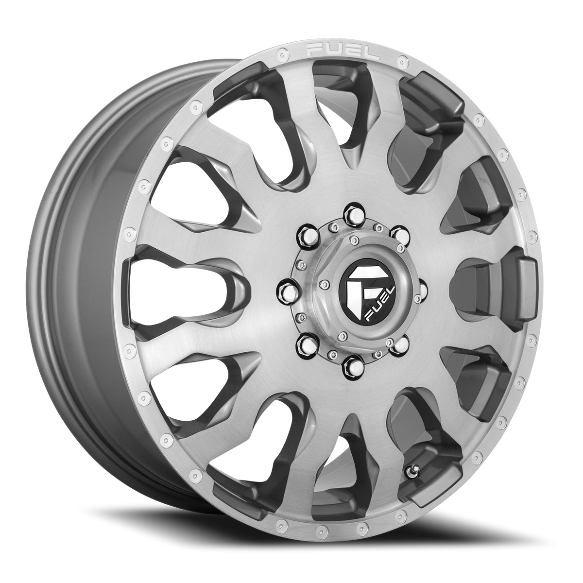 Fuel Blitz Dually 20x8.25 +105 8x165.1mm 117mm Brushed Gunmetal Tinted Clear