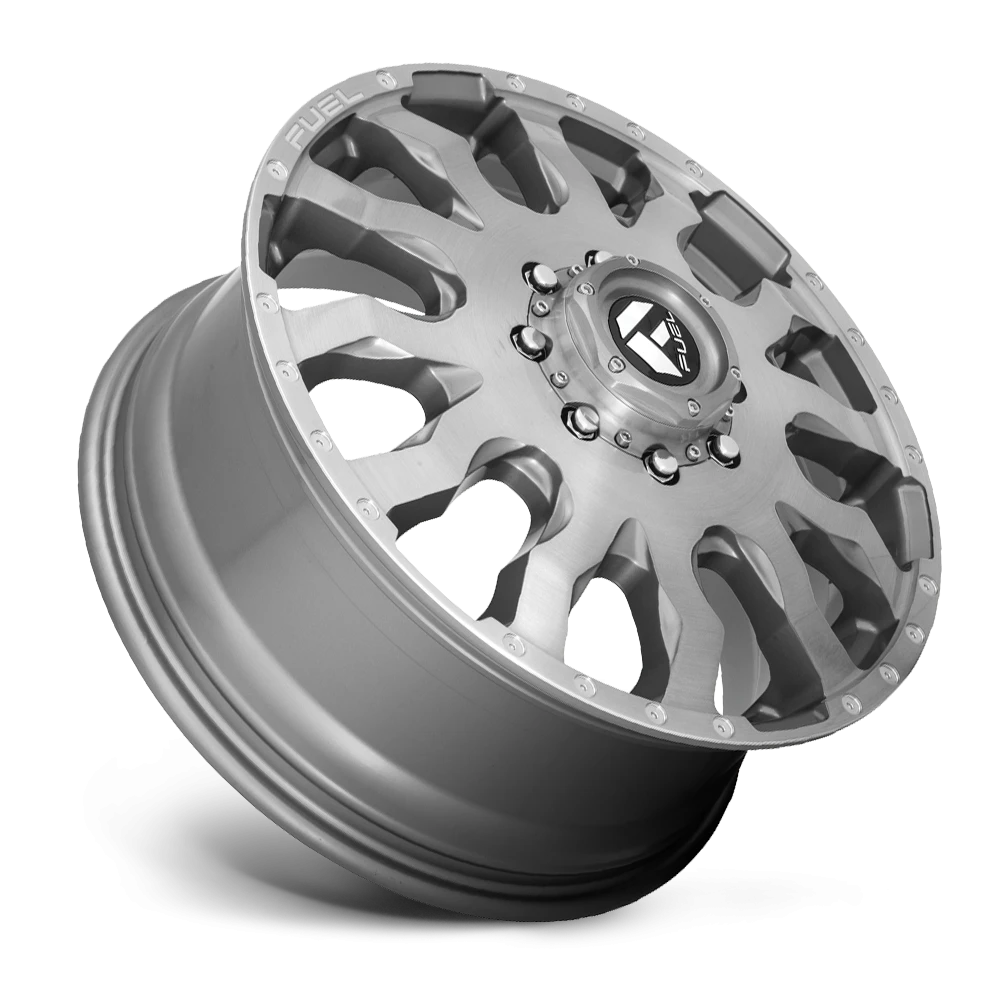 Fuel Blitz Dually 20x8.25" 8x200mm 142mm CB +105mm Brushed Gunmetal Tinted Clear