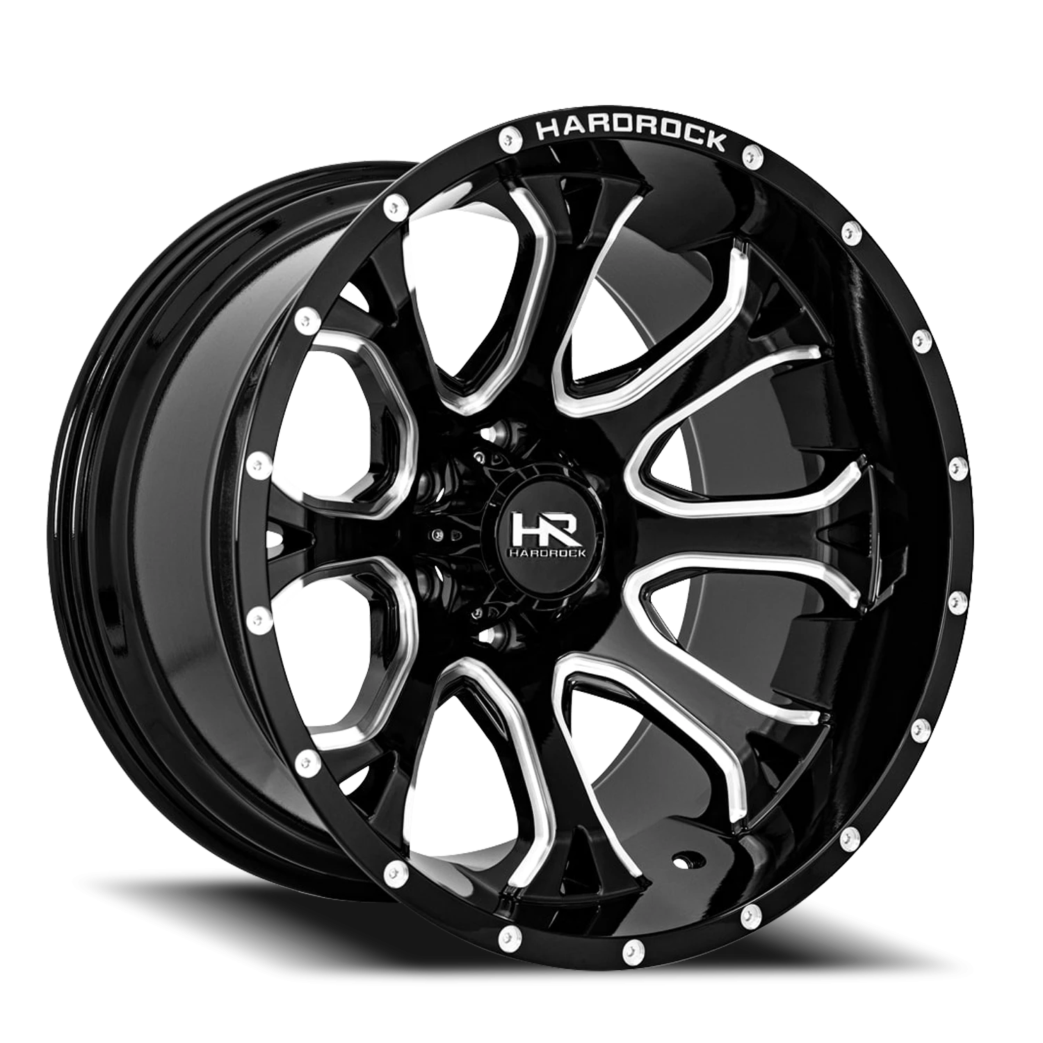 Hardrock Offroad Bloodshot Xposed H505 24x14" 5x139.7mm 87mm CB -76mm Gloss Black Milled