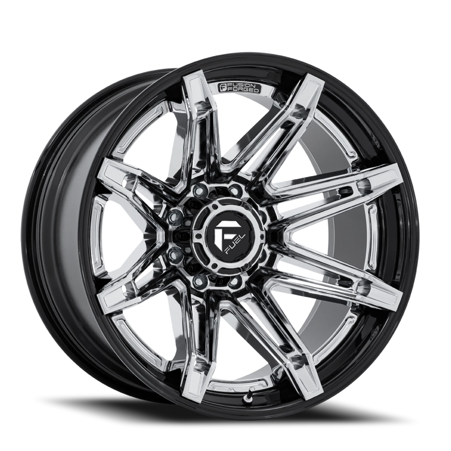 Fuel Brawl 22x10" 6x139.7mm 106.1mm CB -18mm Chrome Gloss Black Lip