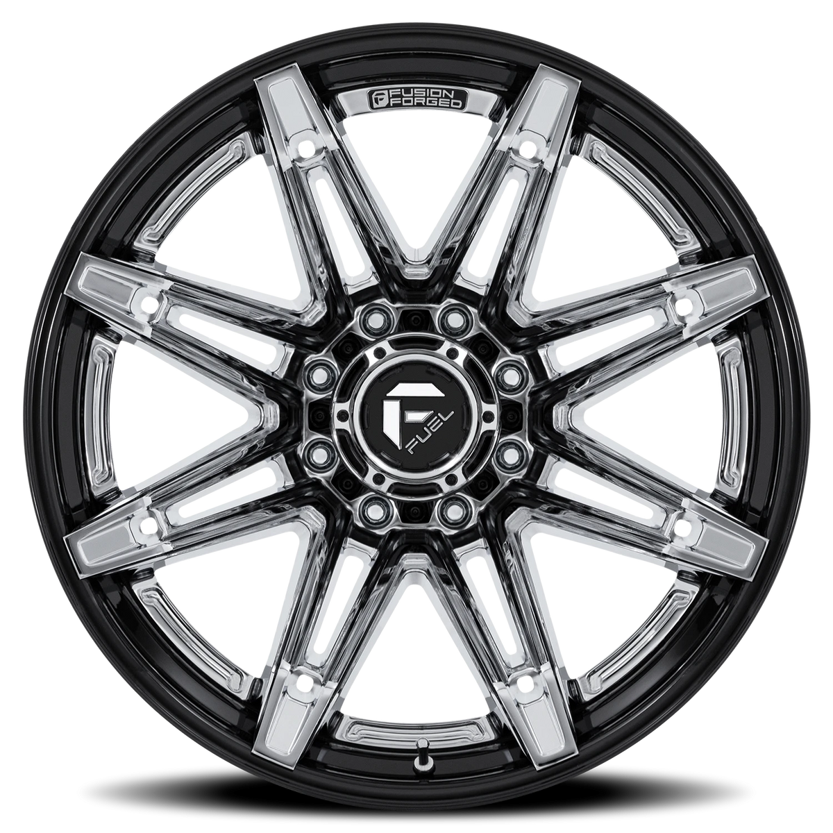 Fuel Brawl 20x10 -18 8x165.1mm 125.1mm Chrome Gloss Black Lip
