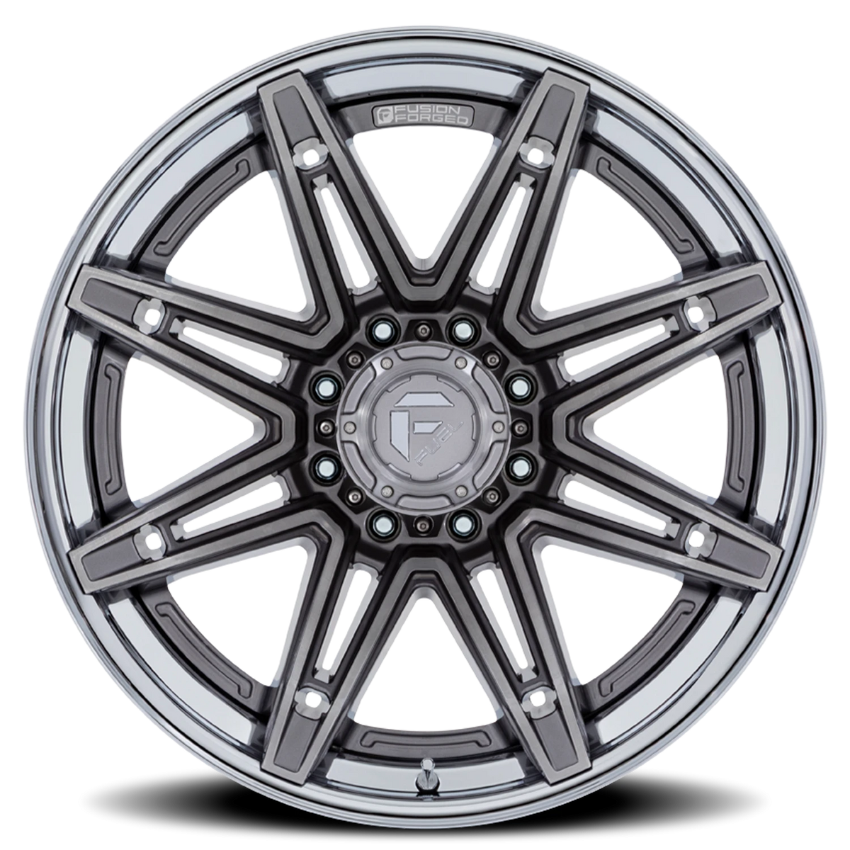 Fuel Brawl 24x12 -44 8x180mm 124.2mm Platinum Chrome Lip