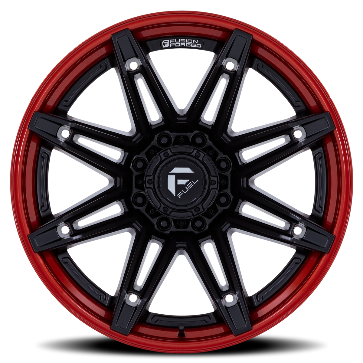 Fuel Brawl 22x12 -44 6x135mm 87.1mm Matte Black Candy Red Lip