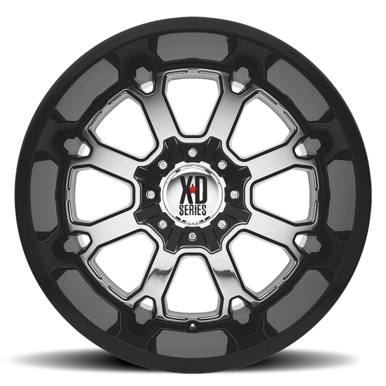 XD Series Buck 25 20x12" 5x127mm 72.6mm CB -44mm Chrome Gloss Black-Milled Lip