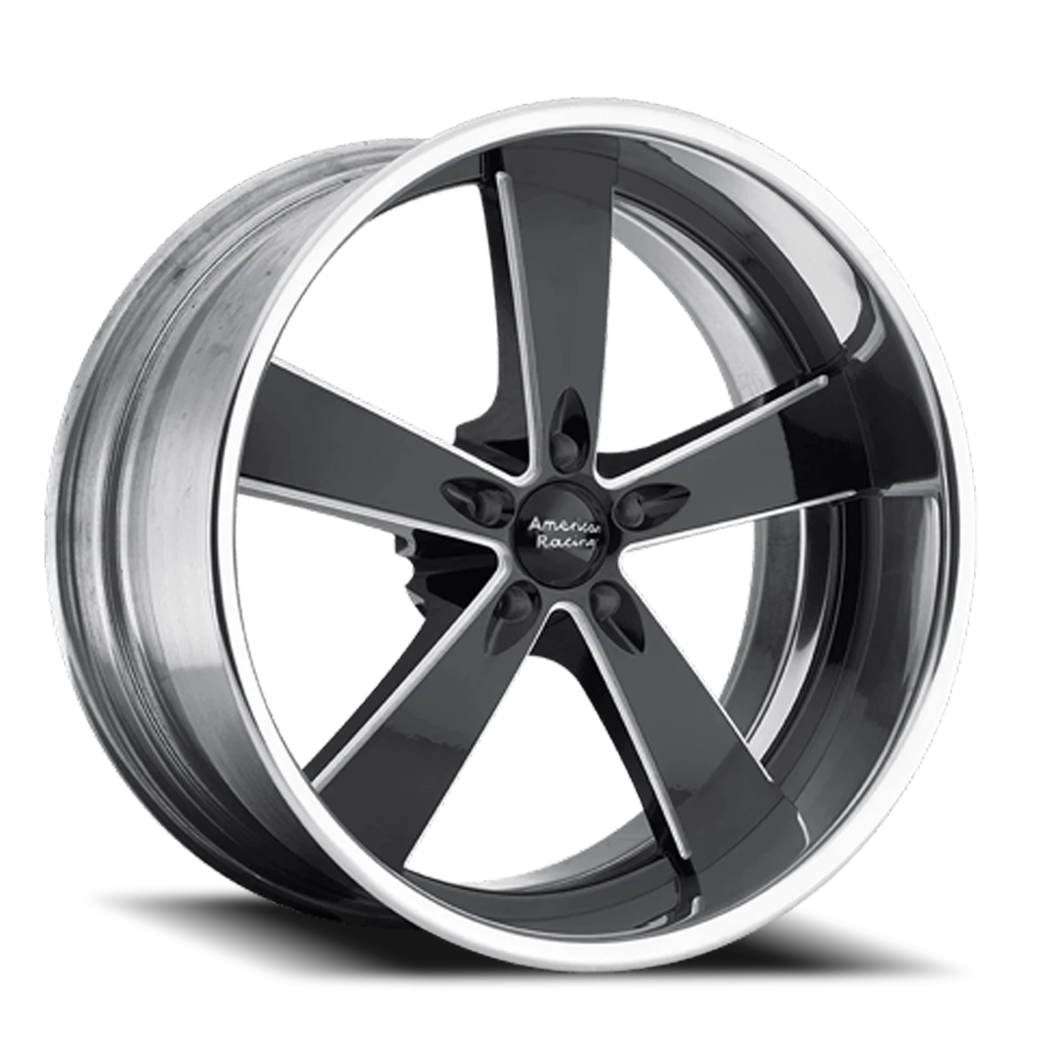 American Racing Burnout 20x8.5" 5x115mm 72.56mm CB +16mm Black Milled-Polished Barrel