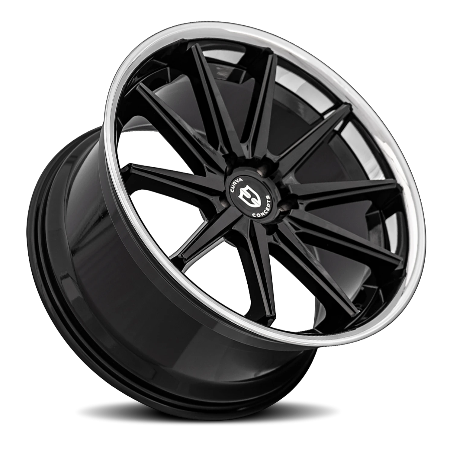Curva Concepts C24 20x10.5" 5x114.3mm 73.1mm CB +35mm Gloss Black Stainless Steel Chrome Lip