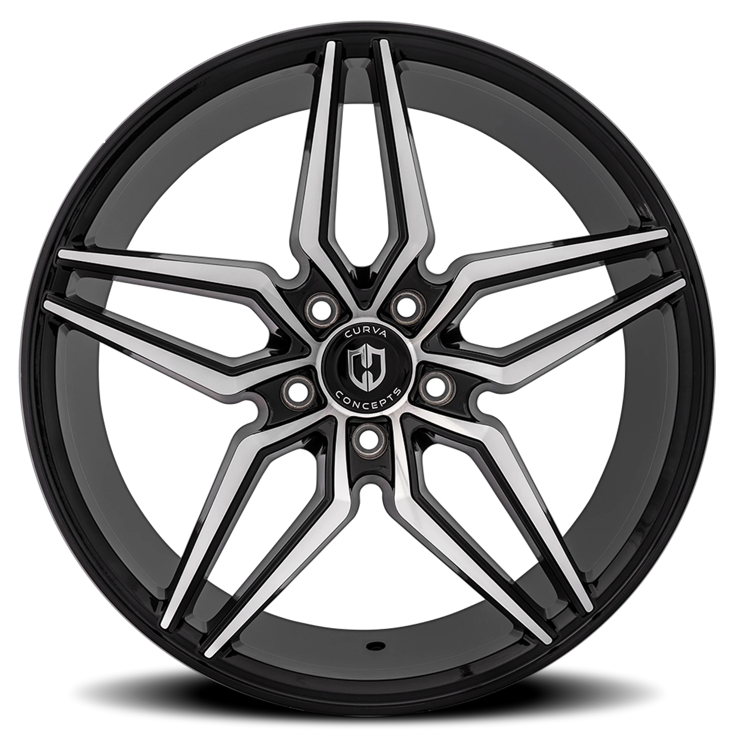 Curva Concepts C25 20x10" 5x114.3mm 73.1mm CB +40mm Gloss Black Machined Face