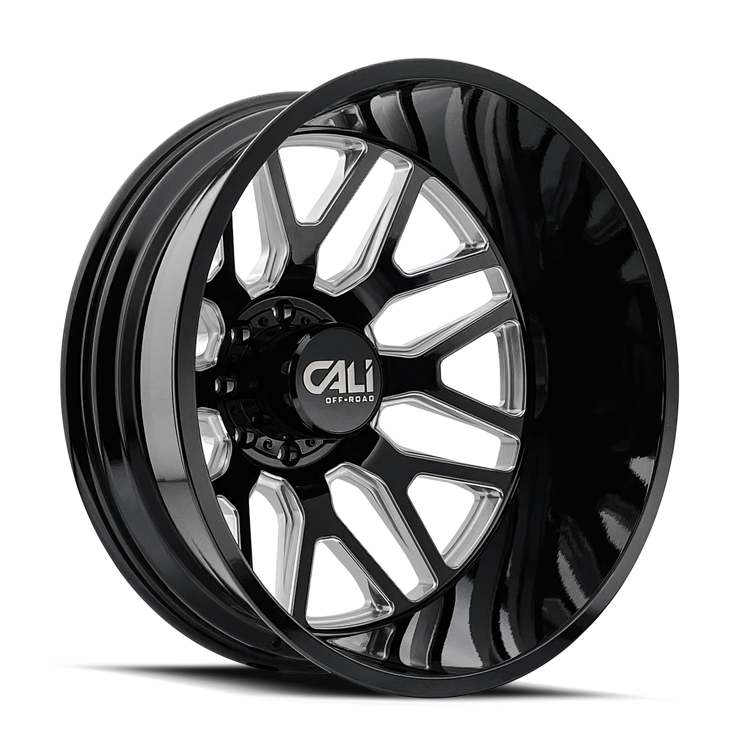 Cali OffxRoadxOffroad Invader Dually 9115D Gloss Black Milled 22x8.25 8x200 x232mm 142mm
