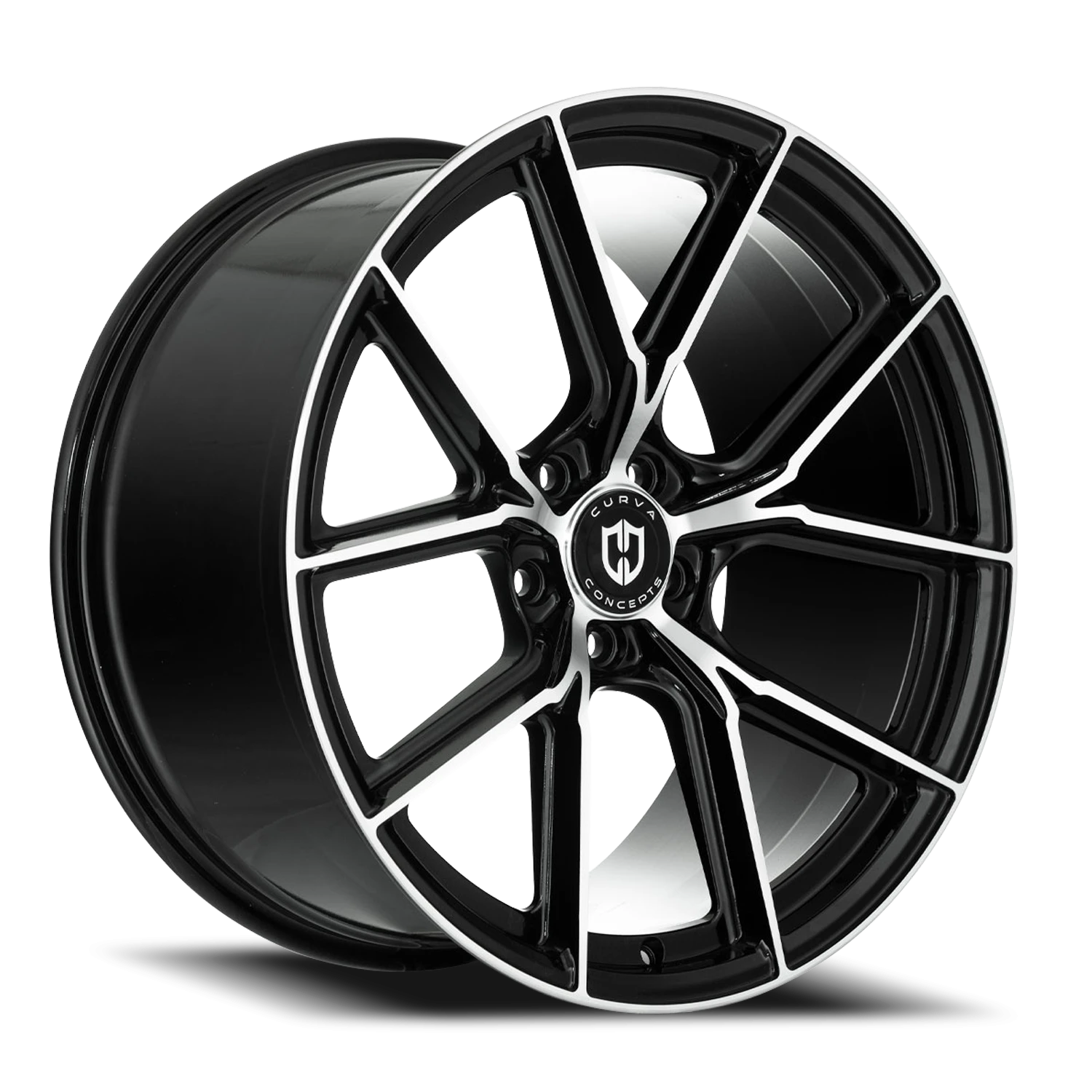 Curva Concepts CFF70 20x10" 5x114.3mm 73.1mm CB +40mm Gloss Black Machined Face