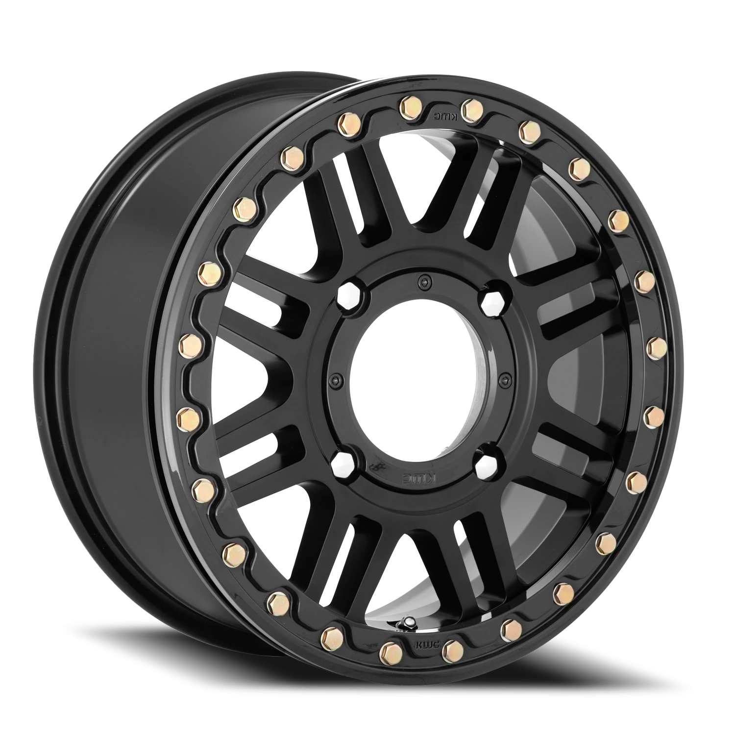 KMC Cage Beadlock UTV 15x10" 4x156mm 132mm CB 0mm Satin Black Gloss Black Ring