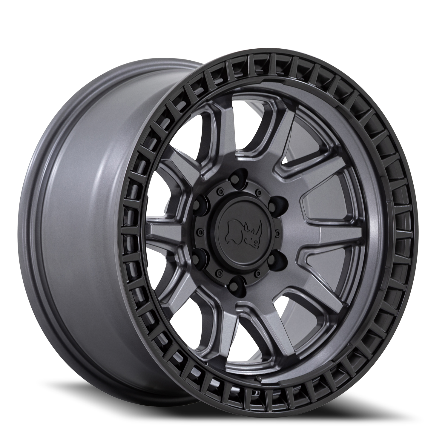 Black Rhino Calico 17x8.5" 5x127mm 71.5mm CB -10mm Matte Gunmetal Matte Black Lip