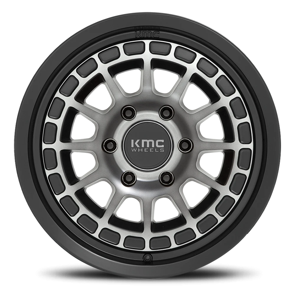 KMC Canyon 17x8.5" 6x139.7mm 106.1mm CB 0mm Satin Black Gray Tint