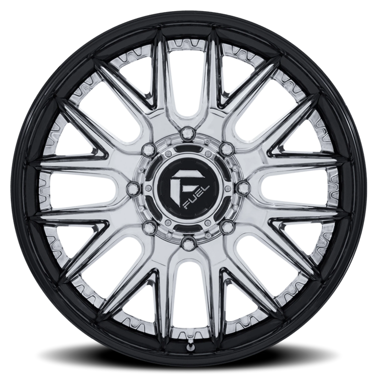 Fuel Catalyst Dually 20x8.25 +105 8x200mm 142mm Chrome Gloss Black Lip