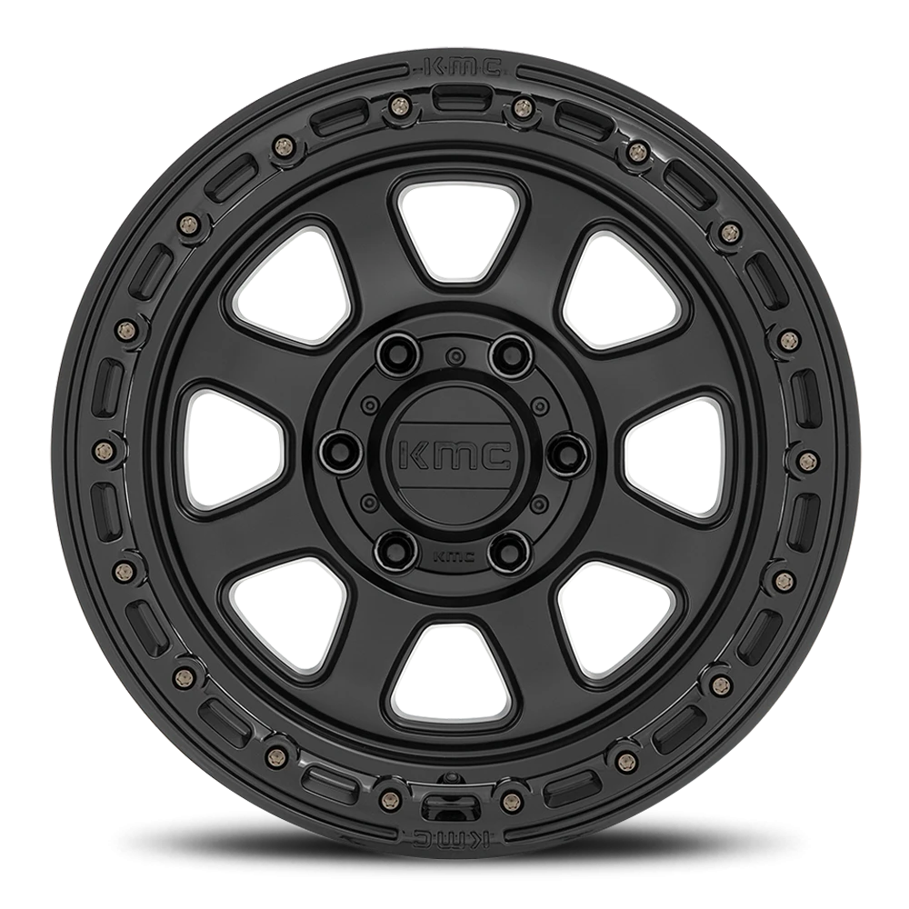 KMC Chase 20x9" 8x180mm 124.2mm CB 0mm Satin Black Gloss Black Lip