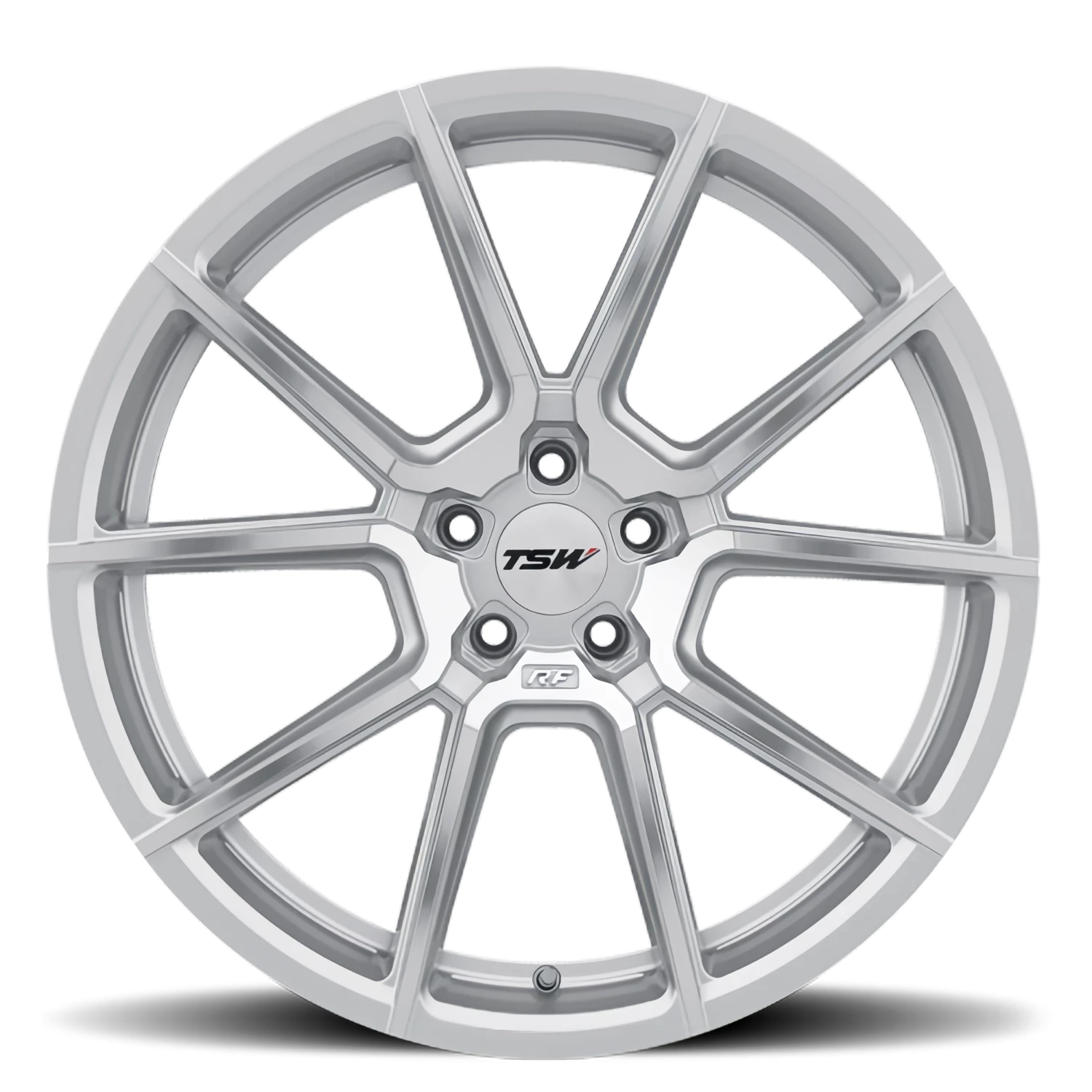 TSW Chrono 20x10" 5x120mm 76.1mm CB +25mm Silver Mirror Cut Face