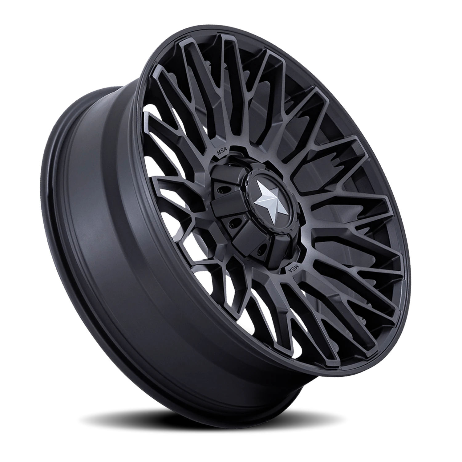 MSA Clubber 20x7" 5x114.3mm 72.56mm CB 0mm Matte Black Double Dark Tint