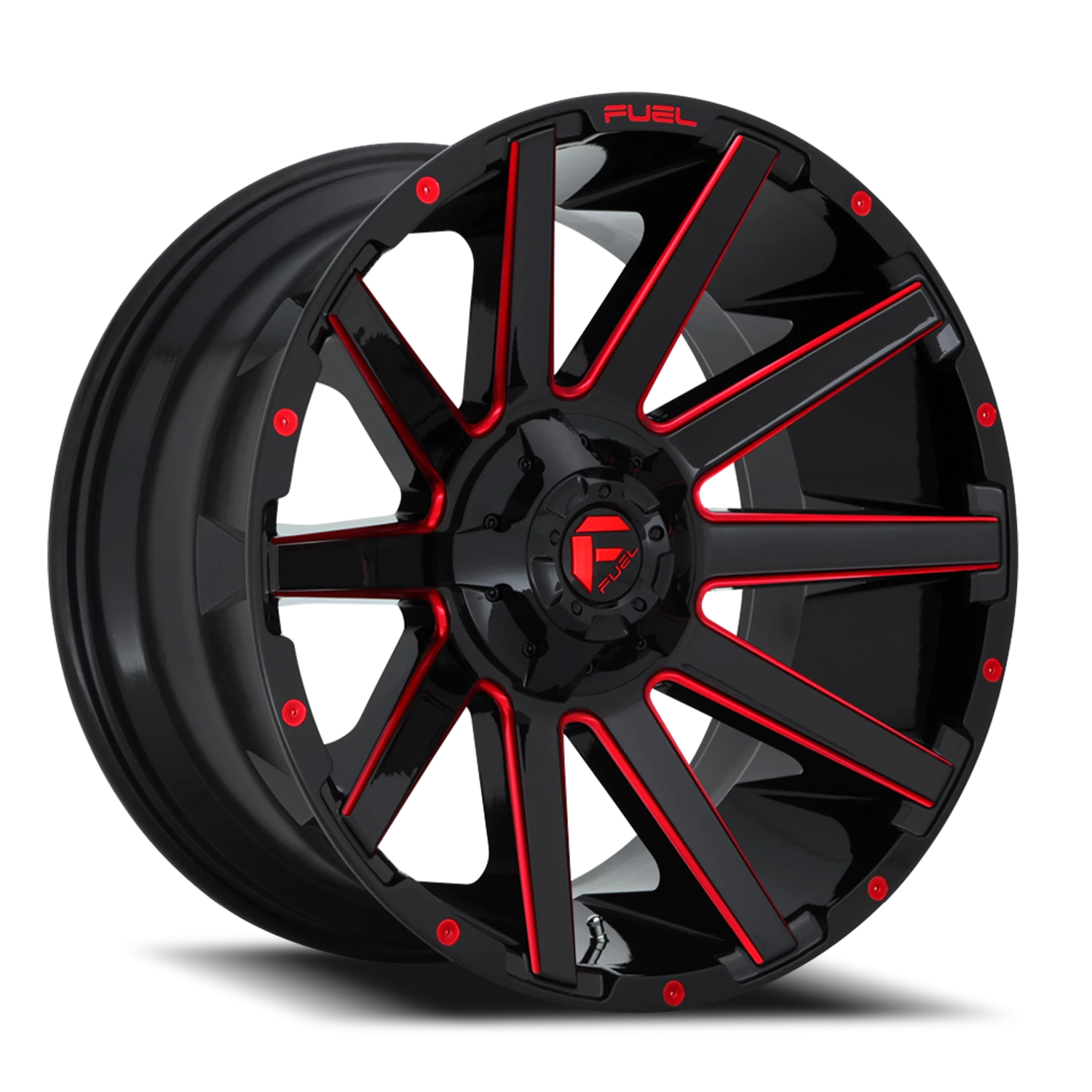 Fuel Contra 22x12" 5x114.3mm 78.1mm CB -44mm Gloss Red Milled