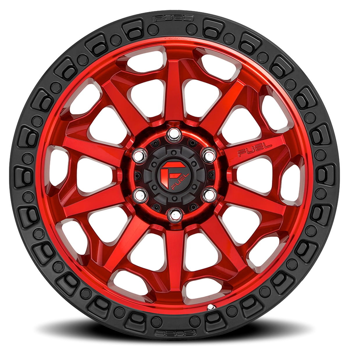 Fuel Covert 20x9 +20 5x127mm 71.5mm Candy Red Black Bead Ring