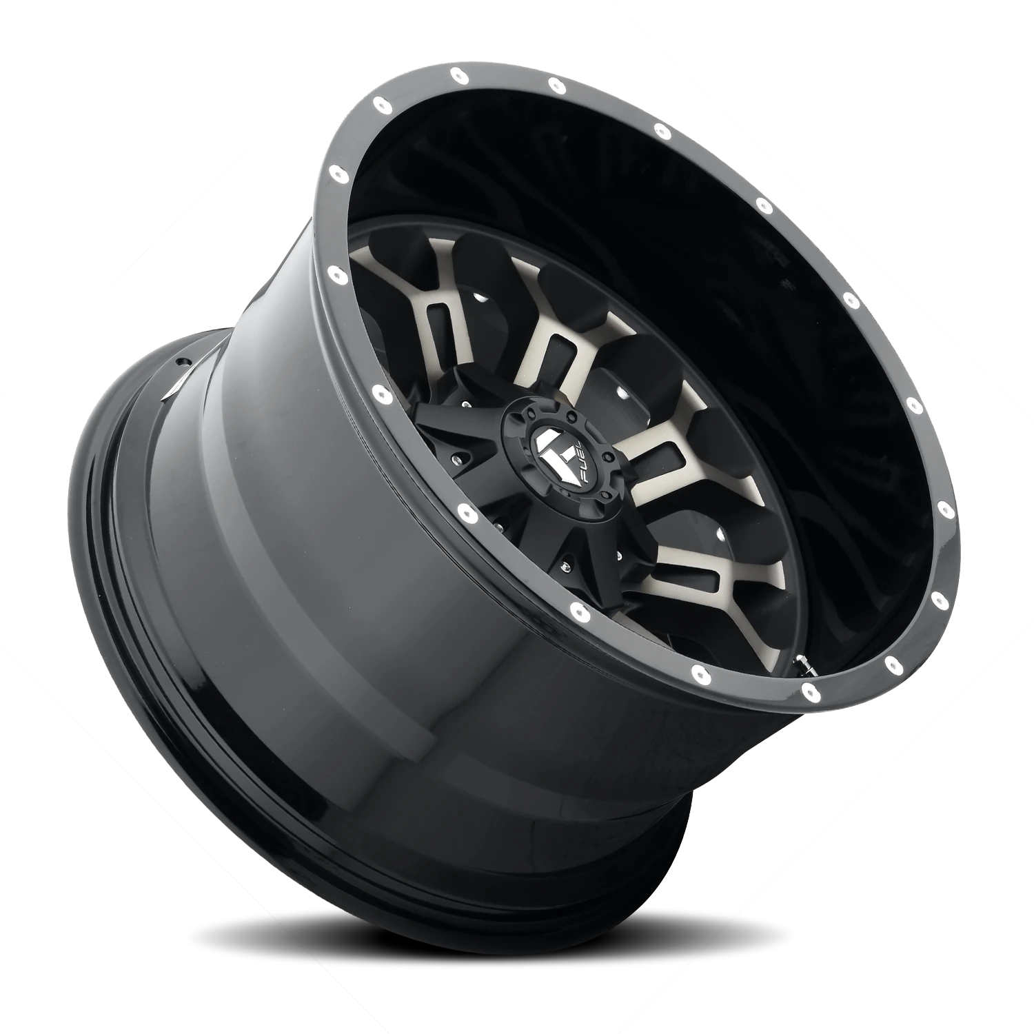 Fuel Crush 20x10" 8x170mm 125.1mm CB -18mm Gloss Black Double Dark Tint-Machined Face
