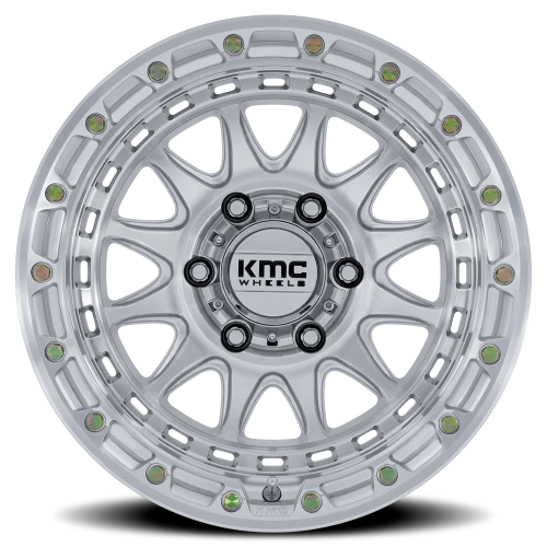 KMC Crux 17x8.5 +25 6x114.3mm 66.06mm Gloss Silver Machined Face