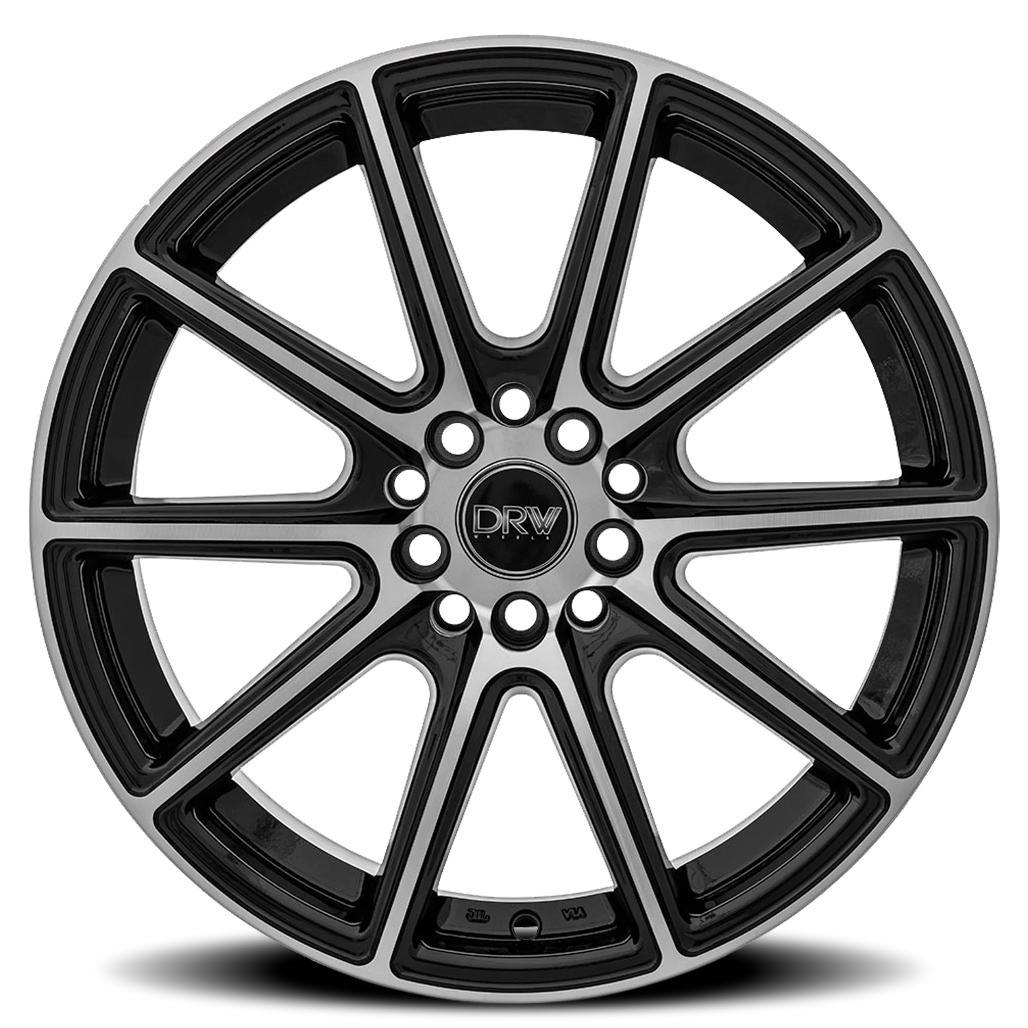 DRW D16 18x8" 5x100mm 73.1mm CB +40mm Gloss Black Machined Face