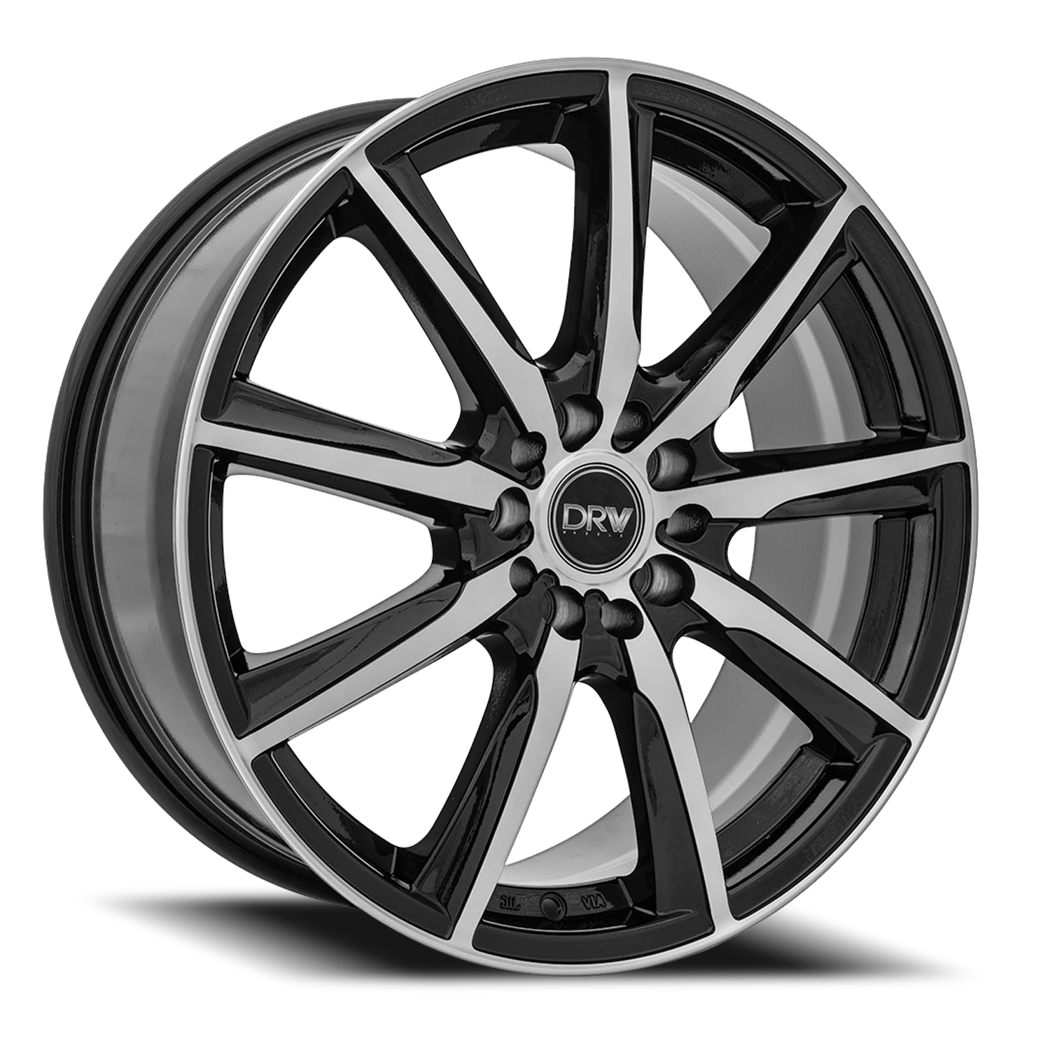 DRW D18 17x7" 4x100mm 73.1mm CB +38mm Gloss Black Machined Face