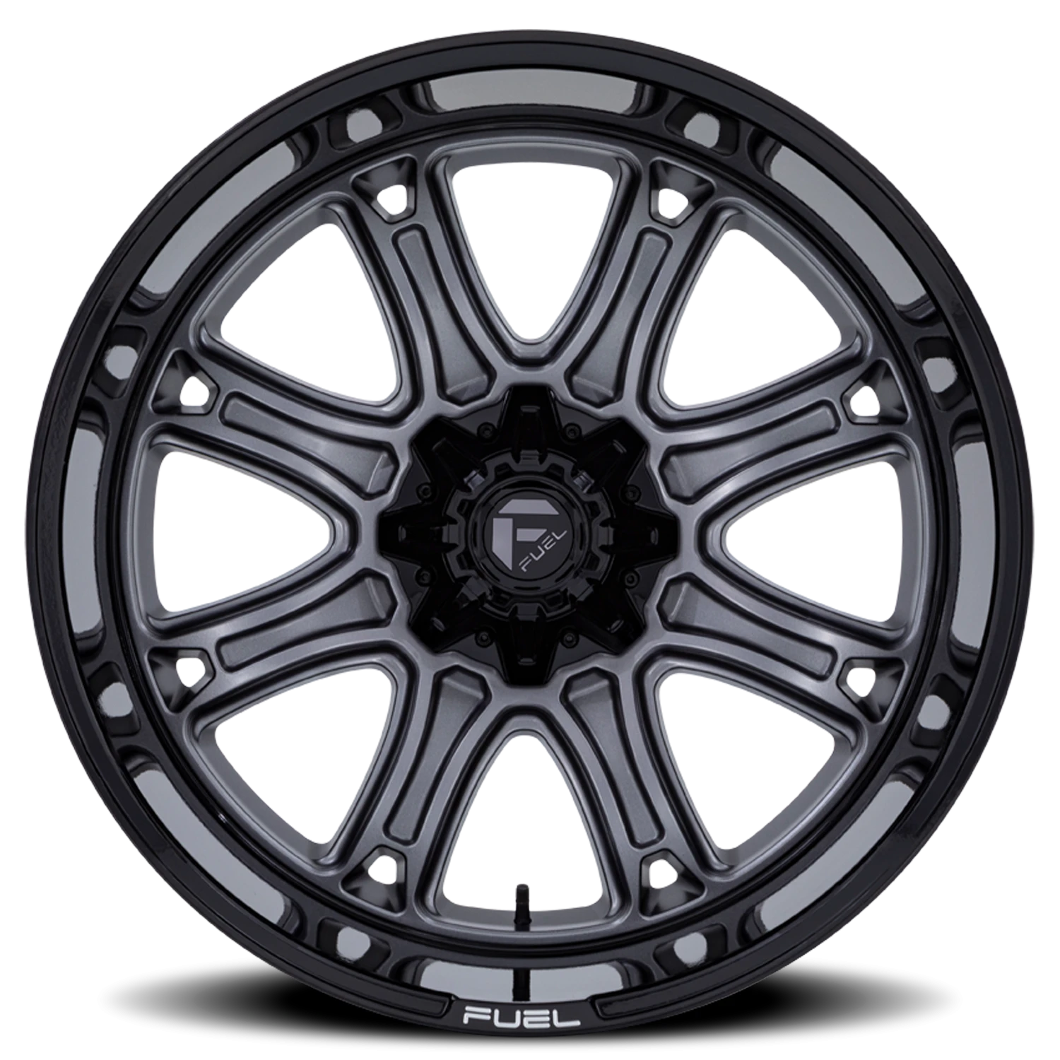 Fuel Darkstar 20x10" 8x180mm 124.2mm CB -18mm Matte Gunmetal Black Lip