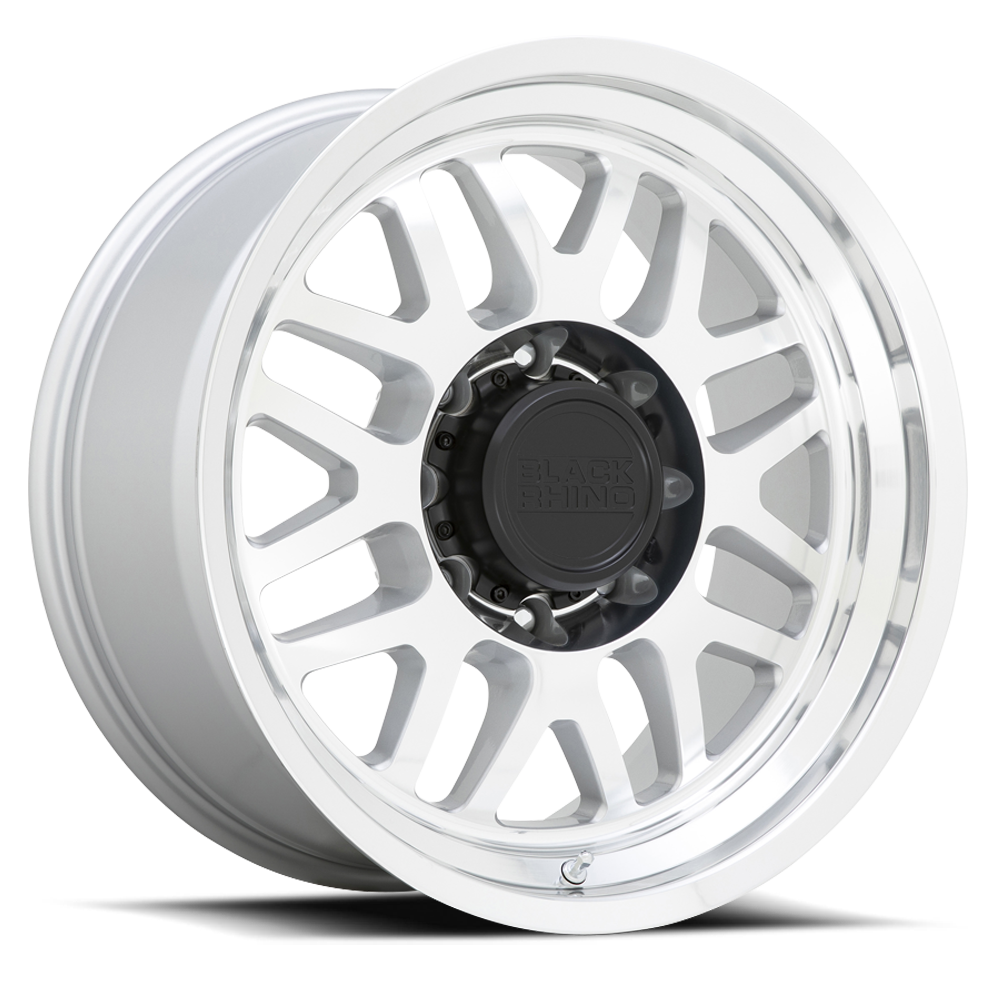 Black Rhino Delta 17x9.5" 8x165.1mm 125.1mm CB -18mm Gloss Silver Mirror Face-Mirror Lip