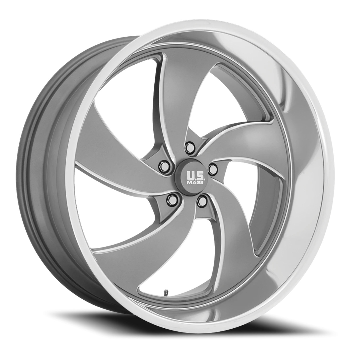 US Mags Desperado 5 22x10.5" 5x120.65mm 72.7mm CB +1mm Anthracite Milled-Diamond Cut Lip