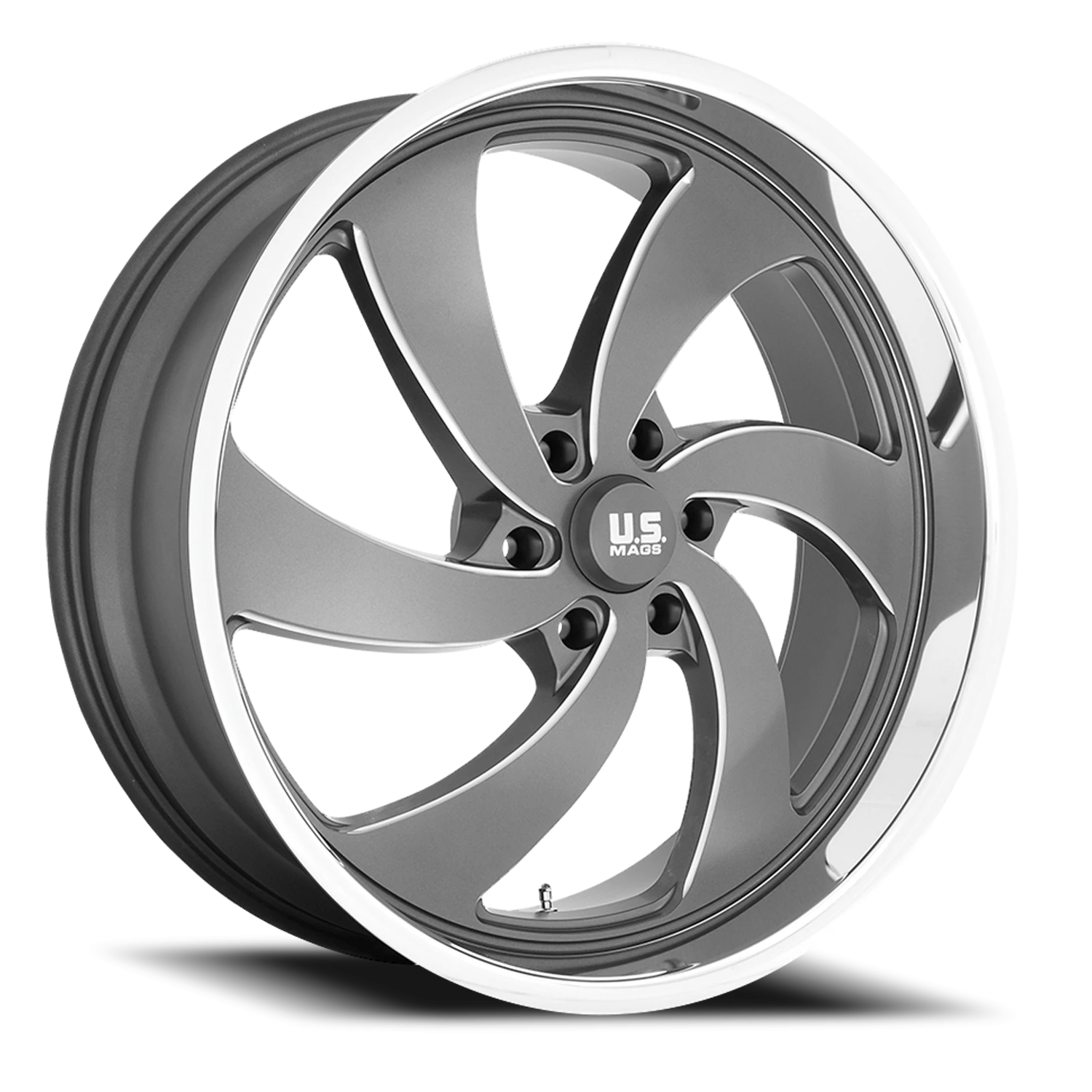 US Mags Desperado 6 20x8" 6x139.7mm 90.7mm CB +1mm Anthracite Milled-Diamond Cut Lip
