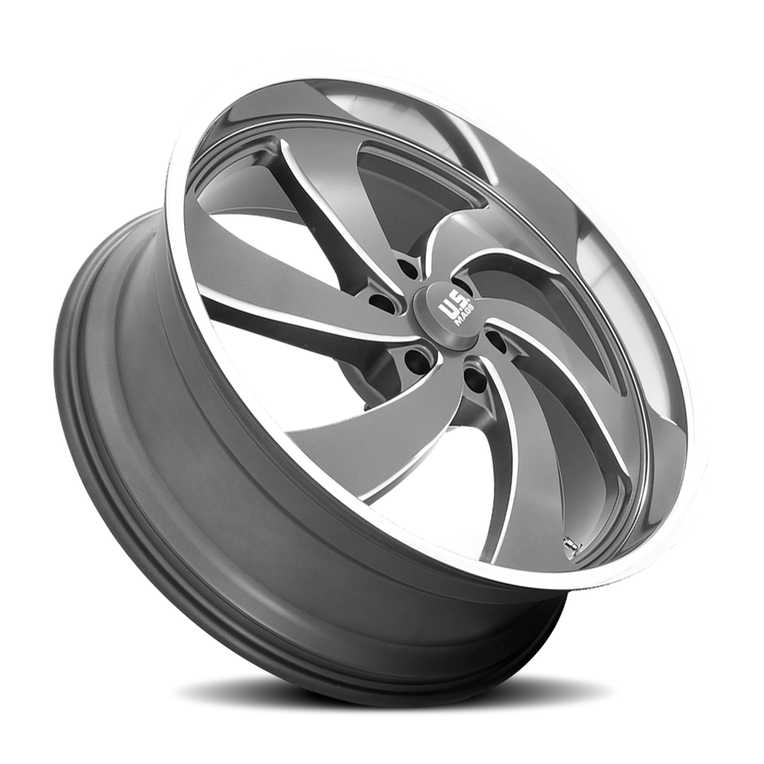 US Mags Desperado 6 22x10" 6x135mm 87.1mm CB +25mm Anthracite Milled-Diamond Cut Lip