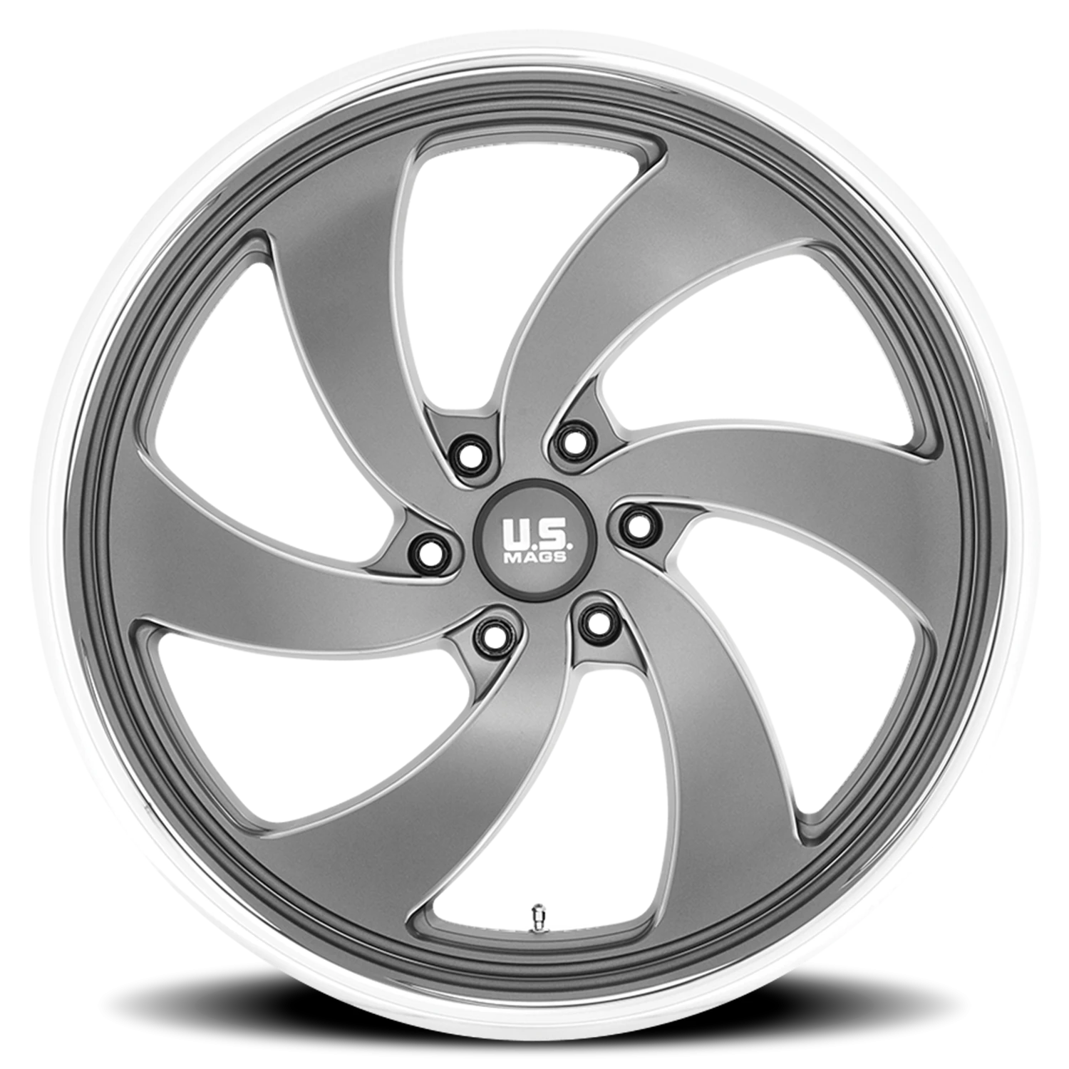 US Mags Desperado 6 22x10" 6x135mm 87.1mm CB +25mm Anthracite Milled-Diamond Cut Lip