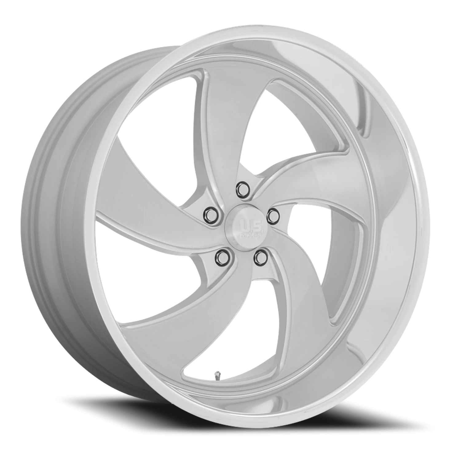 US Mags Desperado 5 20x8" 5x120.65mm 72.56mm CB +1mm Brushed Silver Milled-Diamond Cut Lip