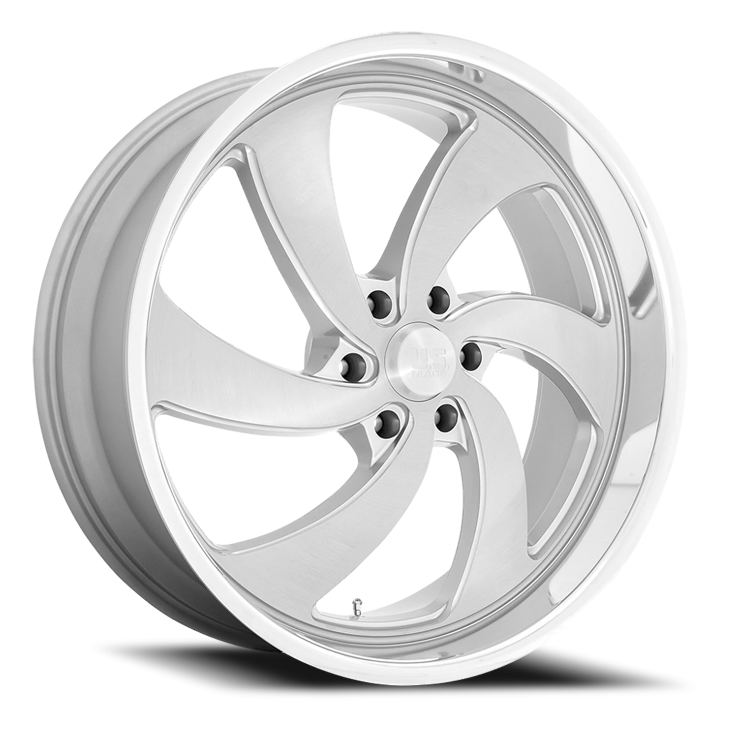 US Mags Desperado 6 20x8" 6x139.7mm 90.7mm CB +1mm Brushed Silver Milled-Diamond Cut Lip