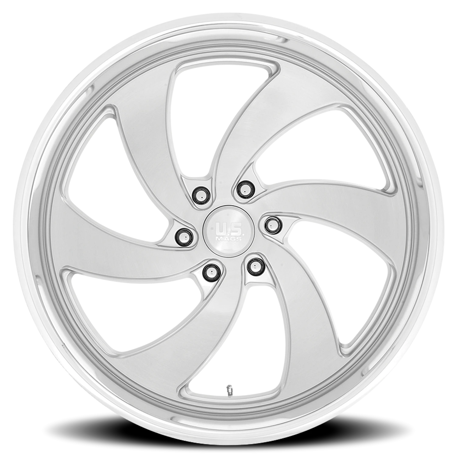 US Mags Desperado 6 20x8" 6x139.7mm 90.7mm CB +1mm Brushed Silver Milled-Diamond Cut Lip