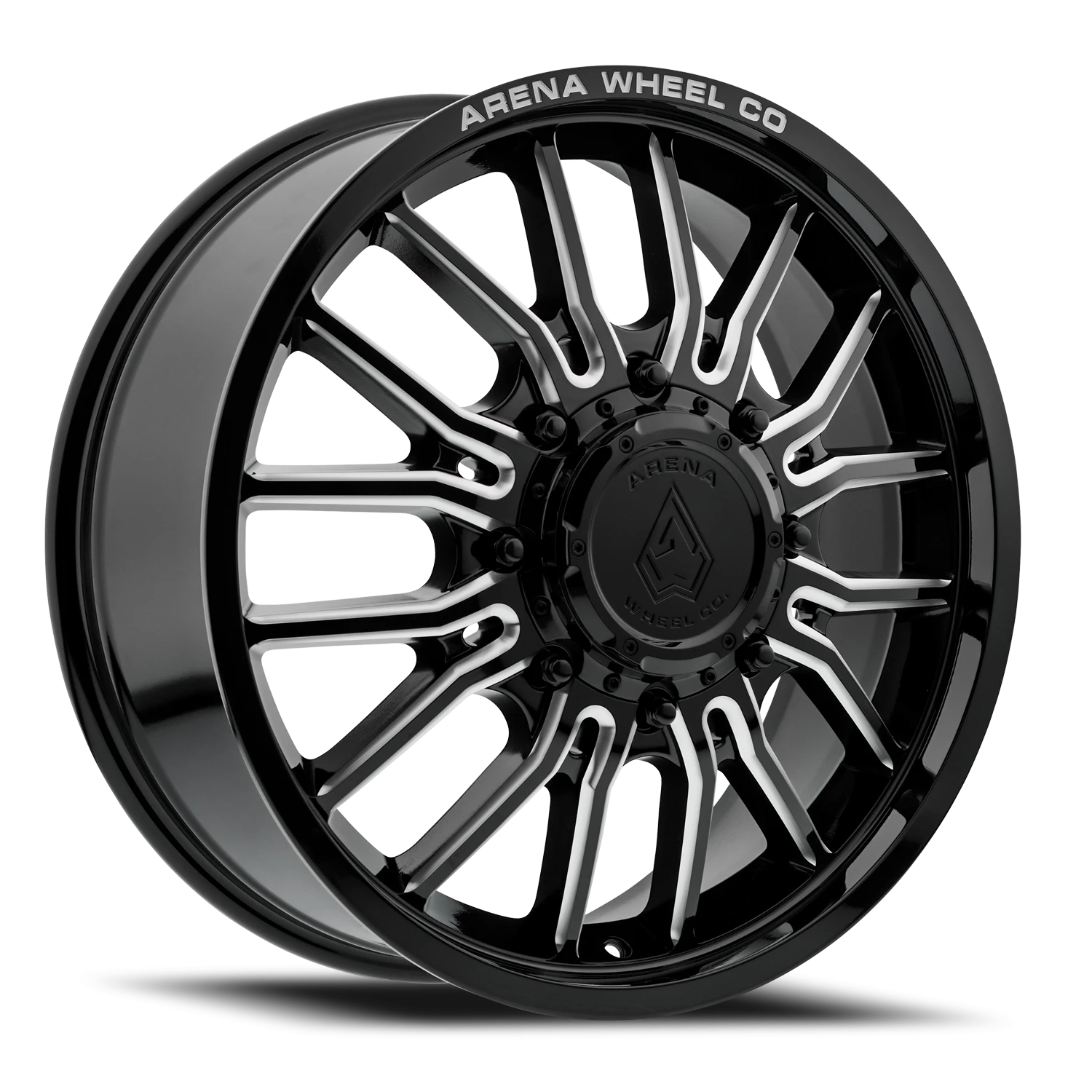 Arena Dually Thunder 20x8.25" 8x200mm 142.24mm CB +105mm Gloss Glossy Black Milled