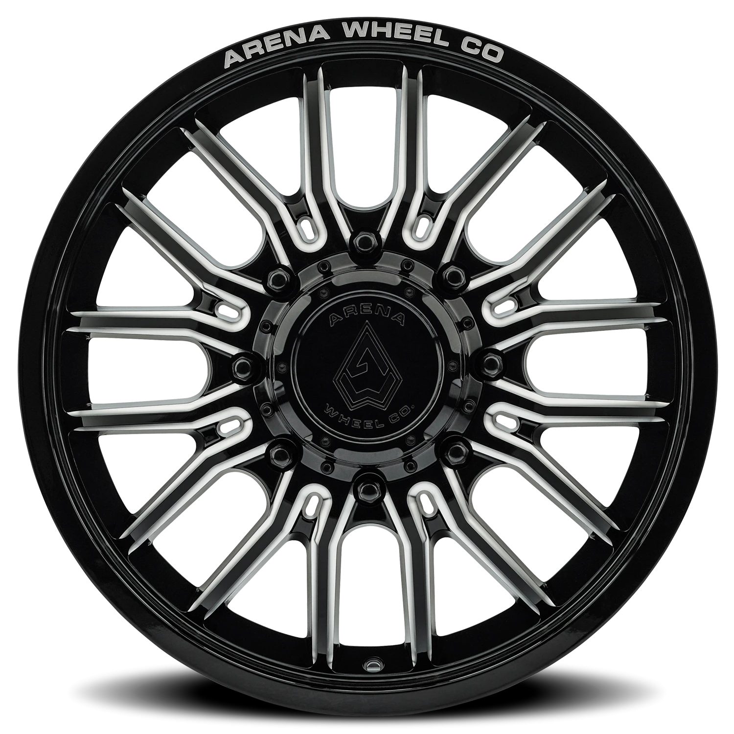 Arena Dually Thunder 20x8.25" 8x200mm 142.24mm CB +105mm Gloss Glossy Black Milled