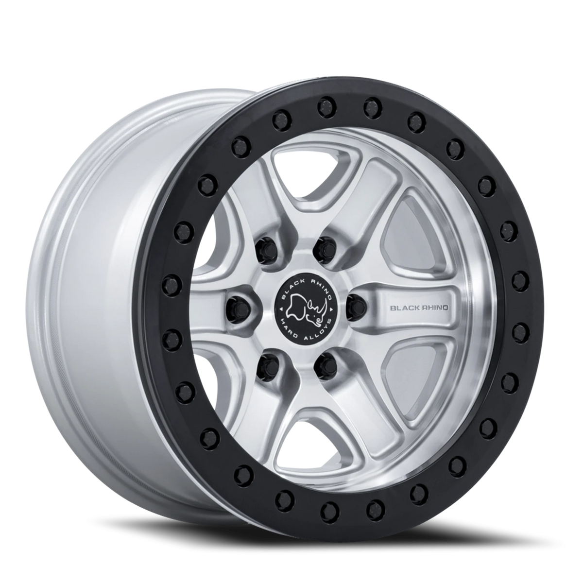 Black Rhino Echo Trail Lock Beadlock 17x8.5 +25 6x139.7mm 106.1mm Hyper Silver Machined Face
