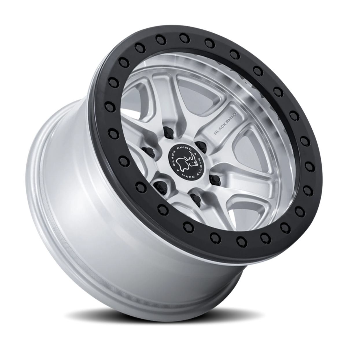 Black Rhino Echo Trail Lock Beadlock 17x8.5 +25 6x139.7mm 106.1mm Hyper Silver Machined Face