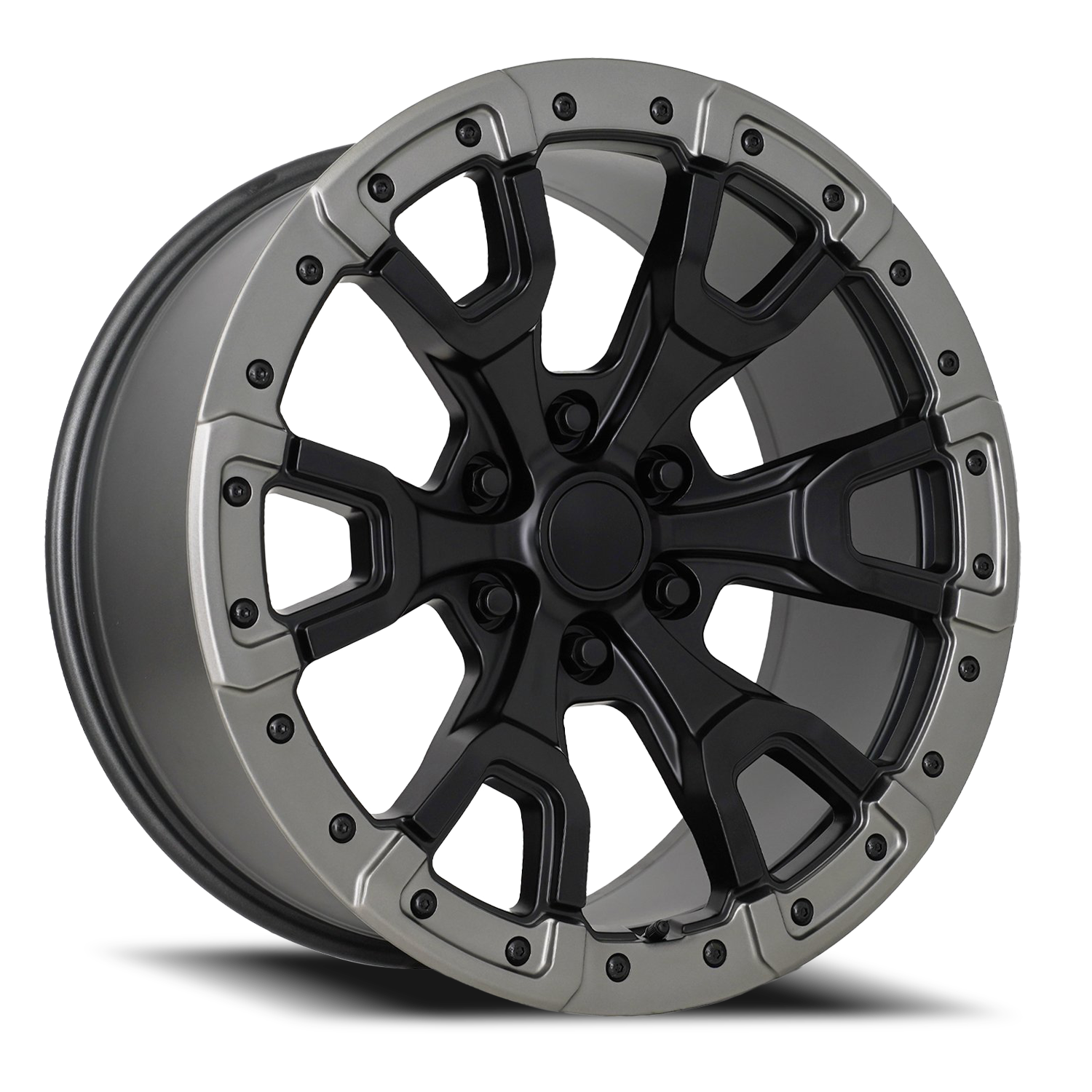 Factory Reproductions FR 99 Ford Bronco Raptor SBCGR 17x9 +18 6x139.7mm Satin Black Carbon Gray Ring