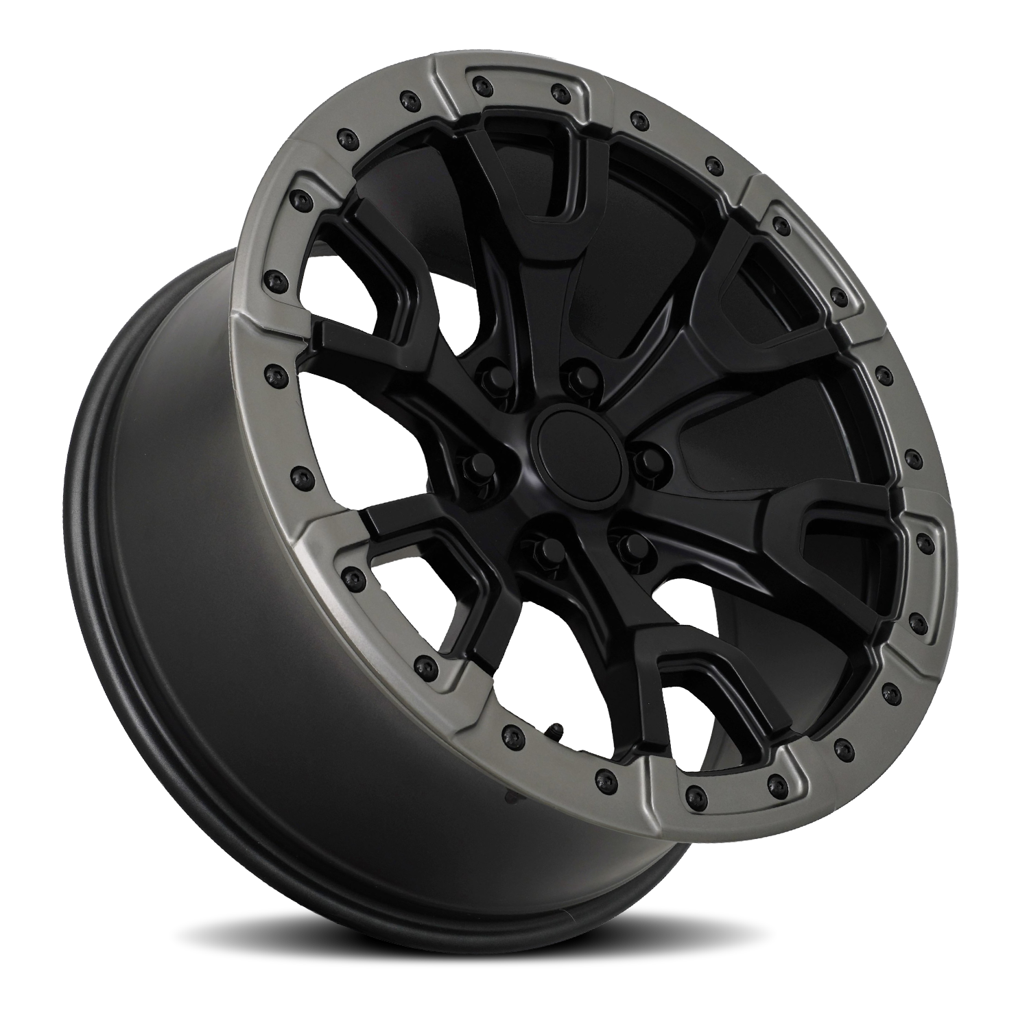 Factory Reproductions FR 99 Ford Bronco Raptor SBCGR 17x9 +18 6x139.7mm Satin Black Carbon Gray Ring