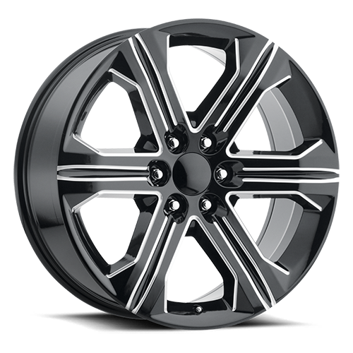 Factory Reproductions FR 47 2018 GMC Sierra Replica GB-M 24x10 +30 6x139.7mm 78.1mm Gloss Black Milled Ball