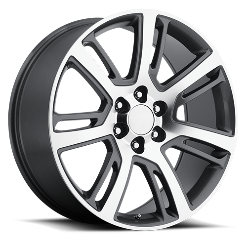 Factory Reproductions FR 48 2015 Cadillac Escalade Replica GY 24x10 +31 6x139.7mm 78.1mm Gloss Grey Machined Face
