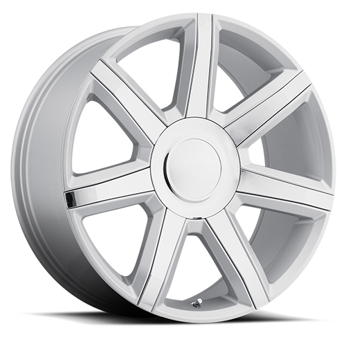 Factory Reproductions FR 56 Escalade Luxury Replica GSCI 22x9 +31 6x139.7mm 78.1mm Gloss Silver Chrome Inserts