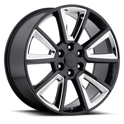 Factory Reproductions FR 57 2015 Tahoe Replica GBCI 22x9 +30 6x139.7mm 78.1mm Gloss Black Chrome Inserts