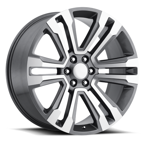 Factory Reproductions FR 72 2017 GMC Denali Replica GY 22x9 +24 6x139.7mm 78.1mm Gloss Grey Machined Face