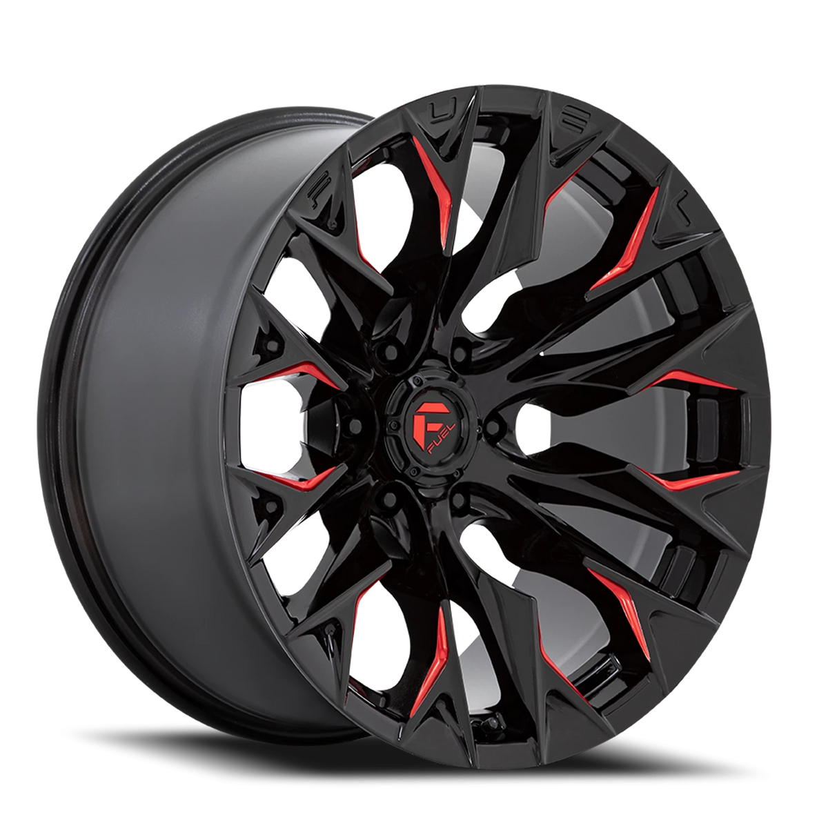Fuel Flame 6 20x9 +20 6x135mm 87.1mm Gloss Black Milled Candy Red