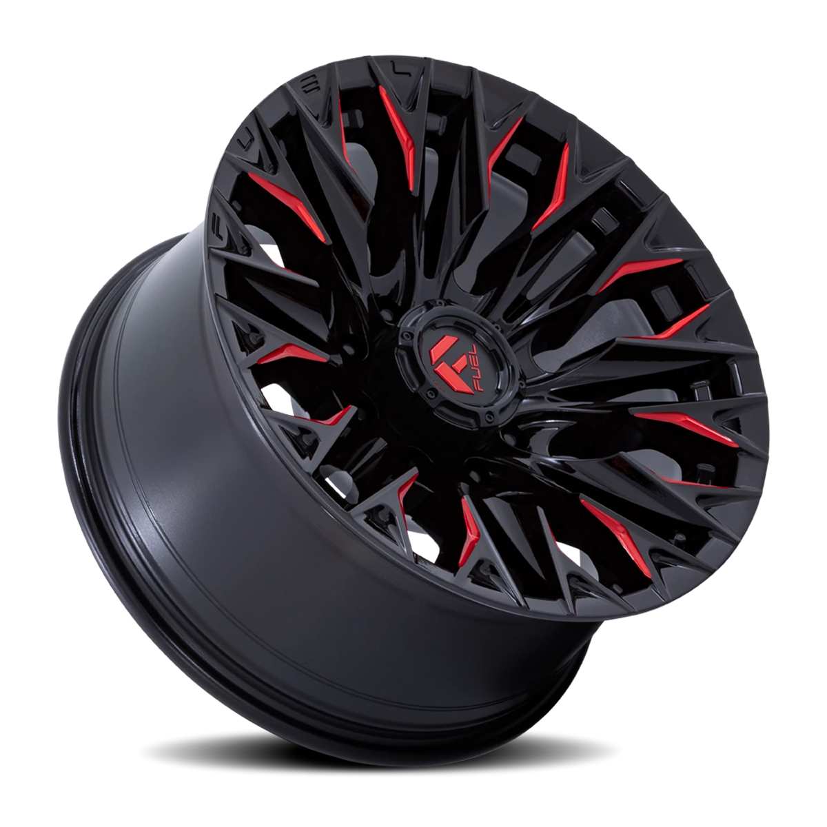 Fuel Flame 8 20x9 +1 8x165.1mm 125.1mm Gloss Black Milled Candy Red