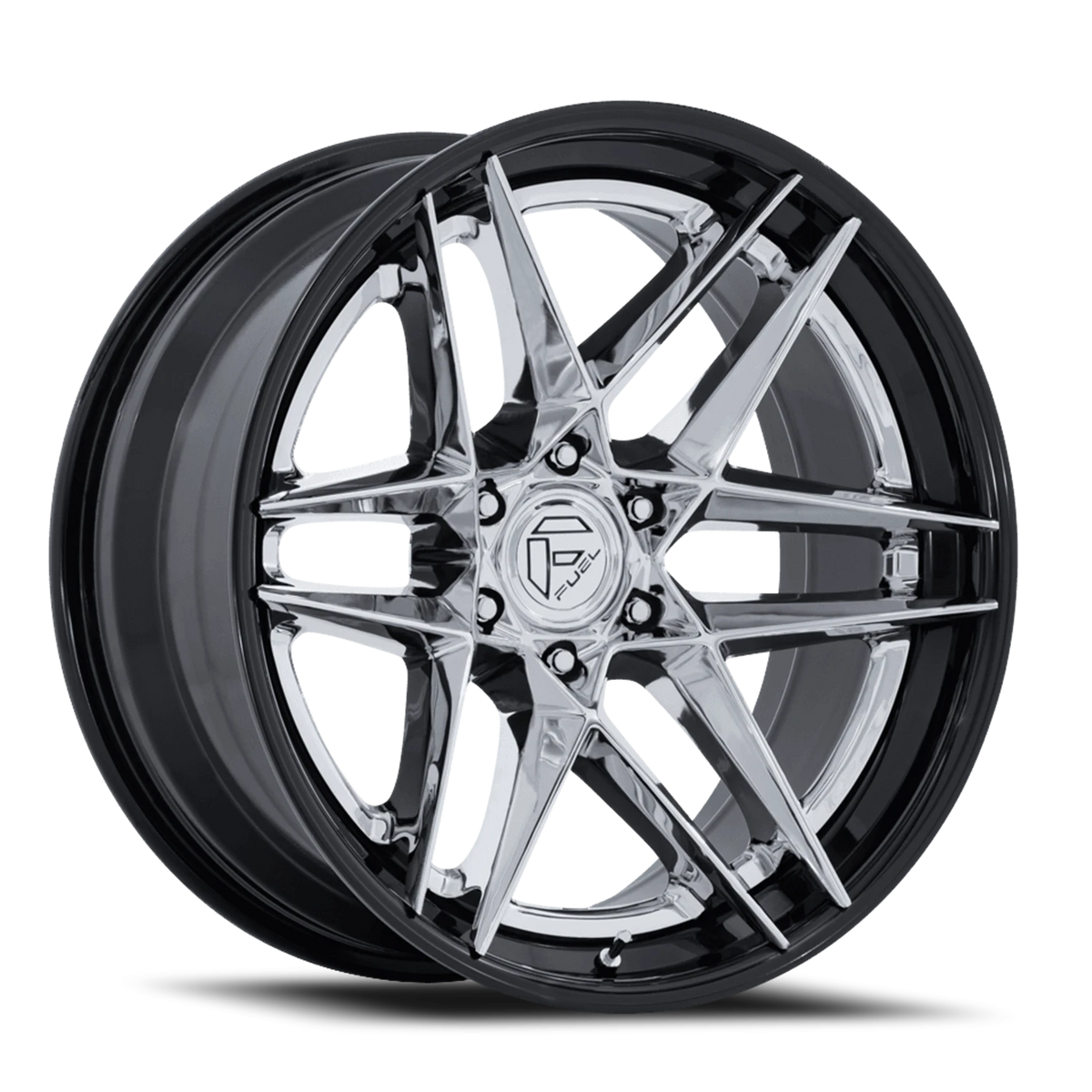 Fuel Flight 22x10 -18 6x135mm 87.1mm Chrome Gloss Black Lip